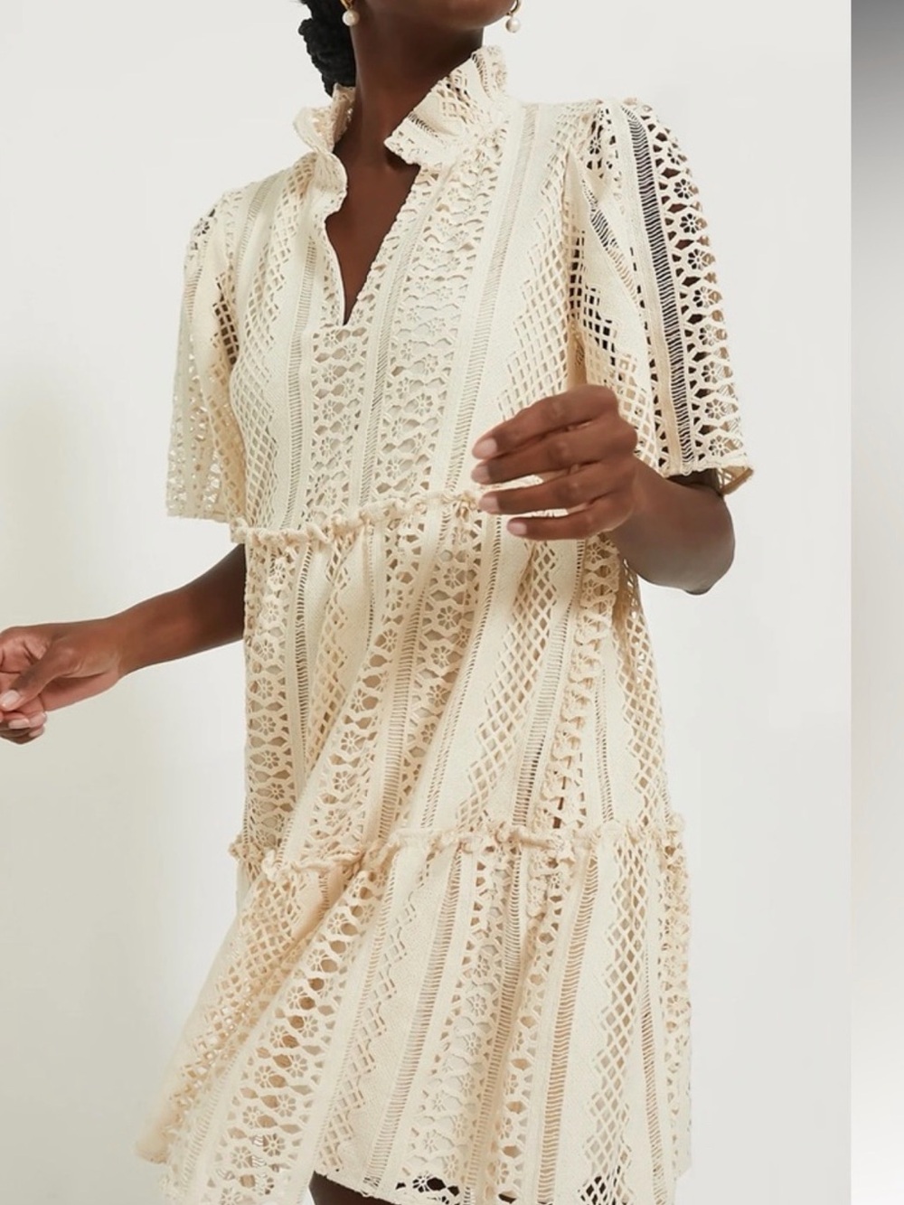 Tuckernuck Lace Tiered Mini Dress in Cream